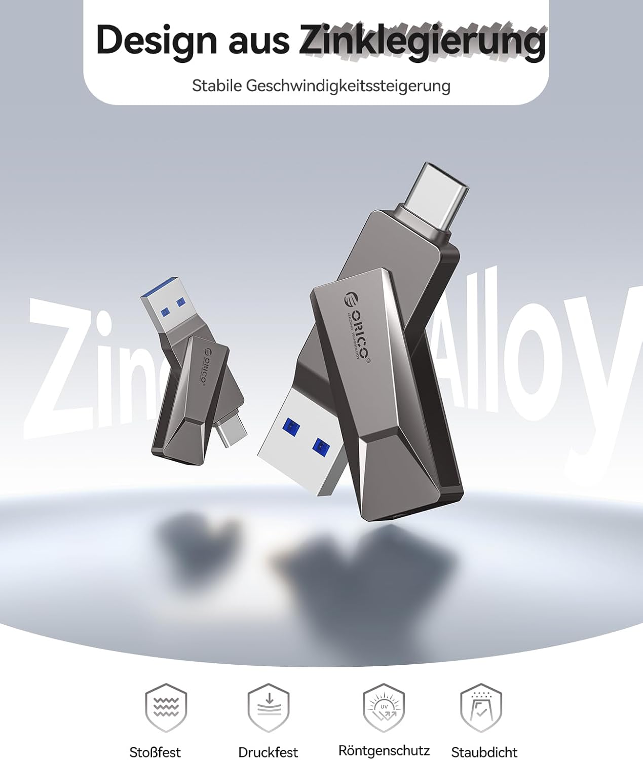 Thumbnail 6 de ORICO USB-Stick 64GB USB 3.2 (CB05) 2-in-1 USB-A/USB-C mit OTG bis 150 MB/s, grau