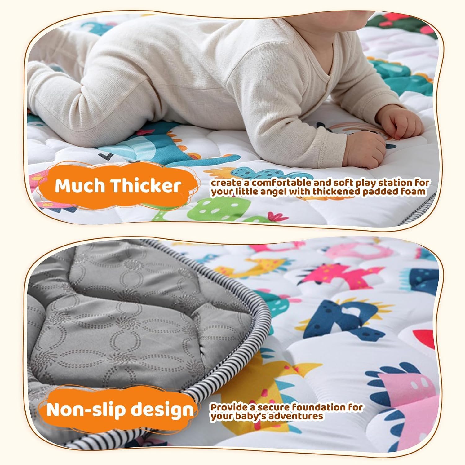Detalle de TreeBud 56 x 56-Inch Baby Play Mat, Waterproof Foam, Foldable, Dinosaur & Letters