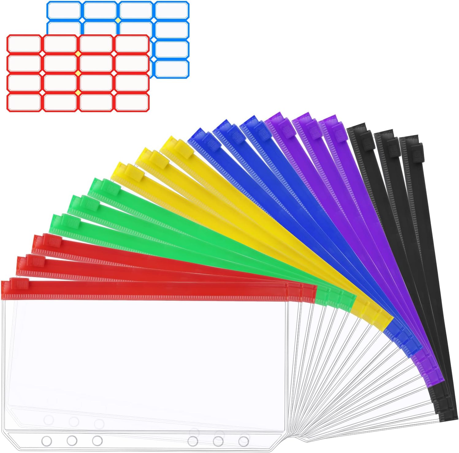 Detalle de Vicloon V5-QXCSHYD-18A6-FBA A6-ringbandzakjes met rits, 18 stuks, PVC