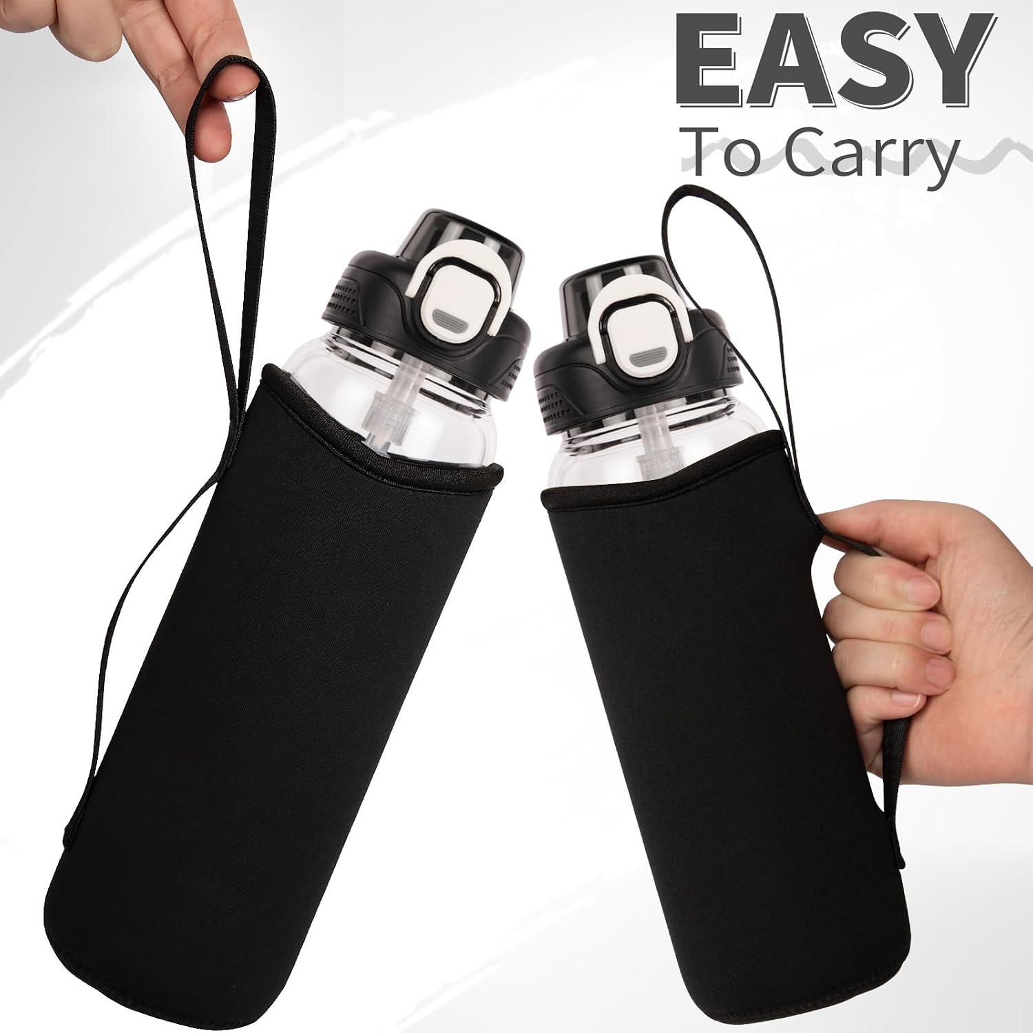 Thumbnail 3 de DEARRAY 1L glass water bottle with straw and neoprene sleeve (BPA-free, leakproof)