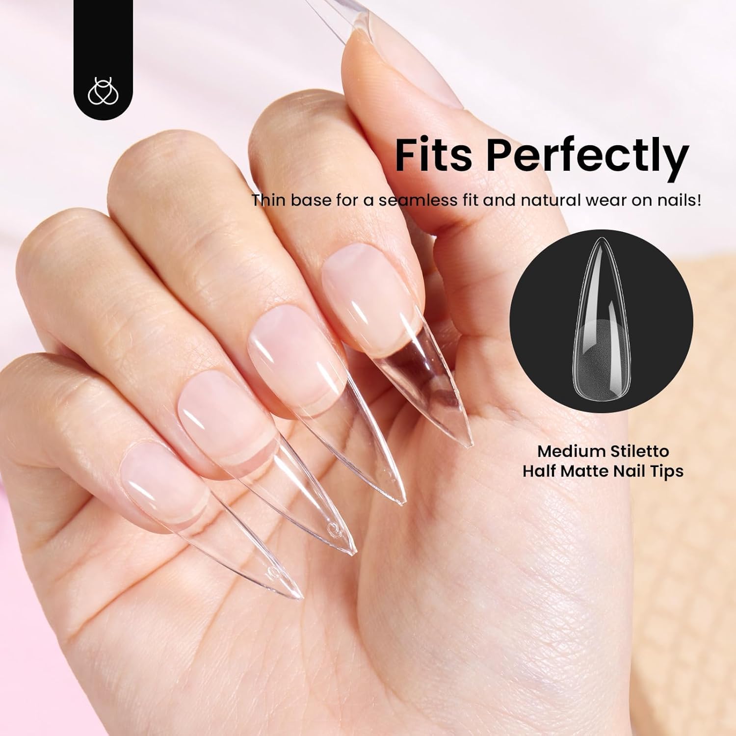 Detalle de Beetles Gel-Nagelspitzen Stiletto mittel Etch-X – 576 Stück, 12 Größen, vorgeätzt, halbmatt, zum Aufkleben