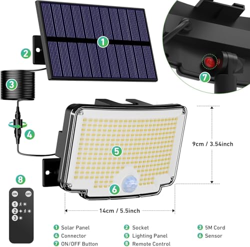 Thumbnail 7 de nipify Focos Exterior Solares con 318 LEDs y Sensor de Movimiento – 270° de Iluminación, IP65