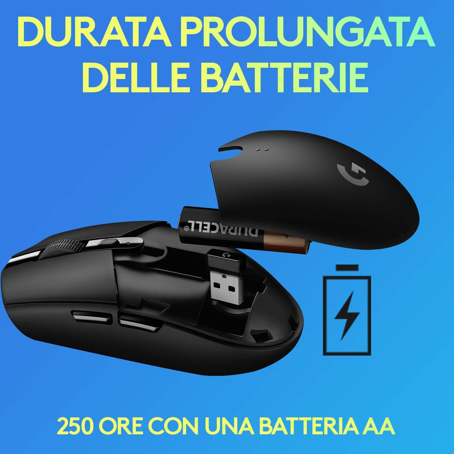Detalle 2 de Logitech G305 LIGHTSPEED Wireless Mouse – sensore HERO 12K, 250 ore e leggerezza a portata di mano