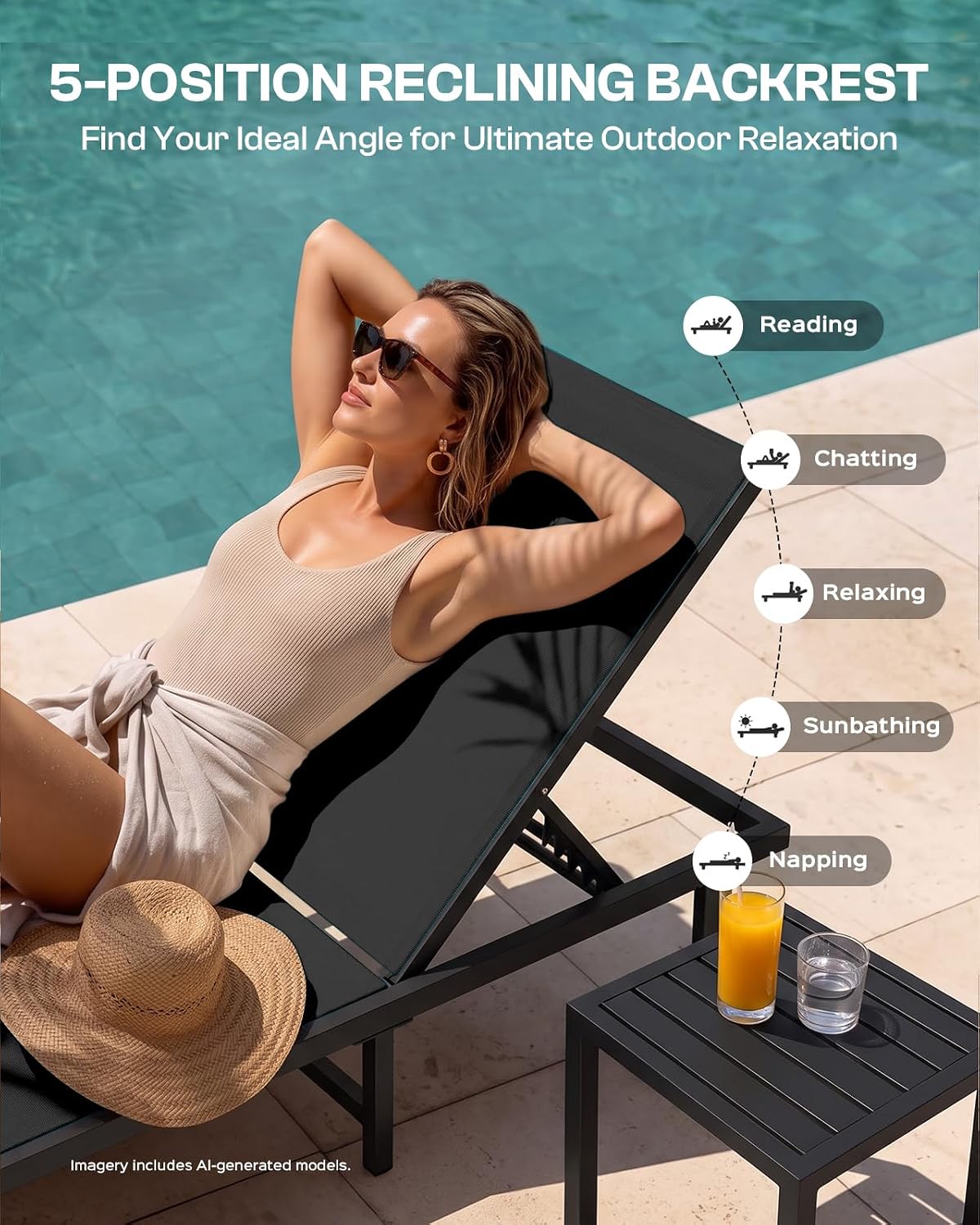 Detalle de Oasbira Outdoor Lounge Chair Aluminum