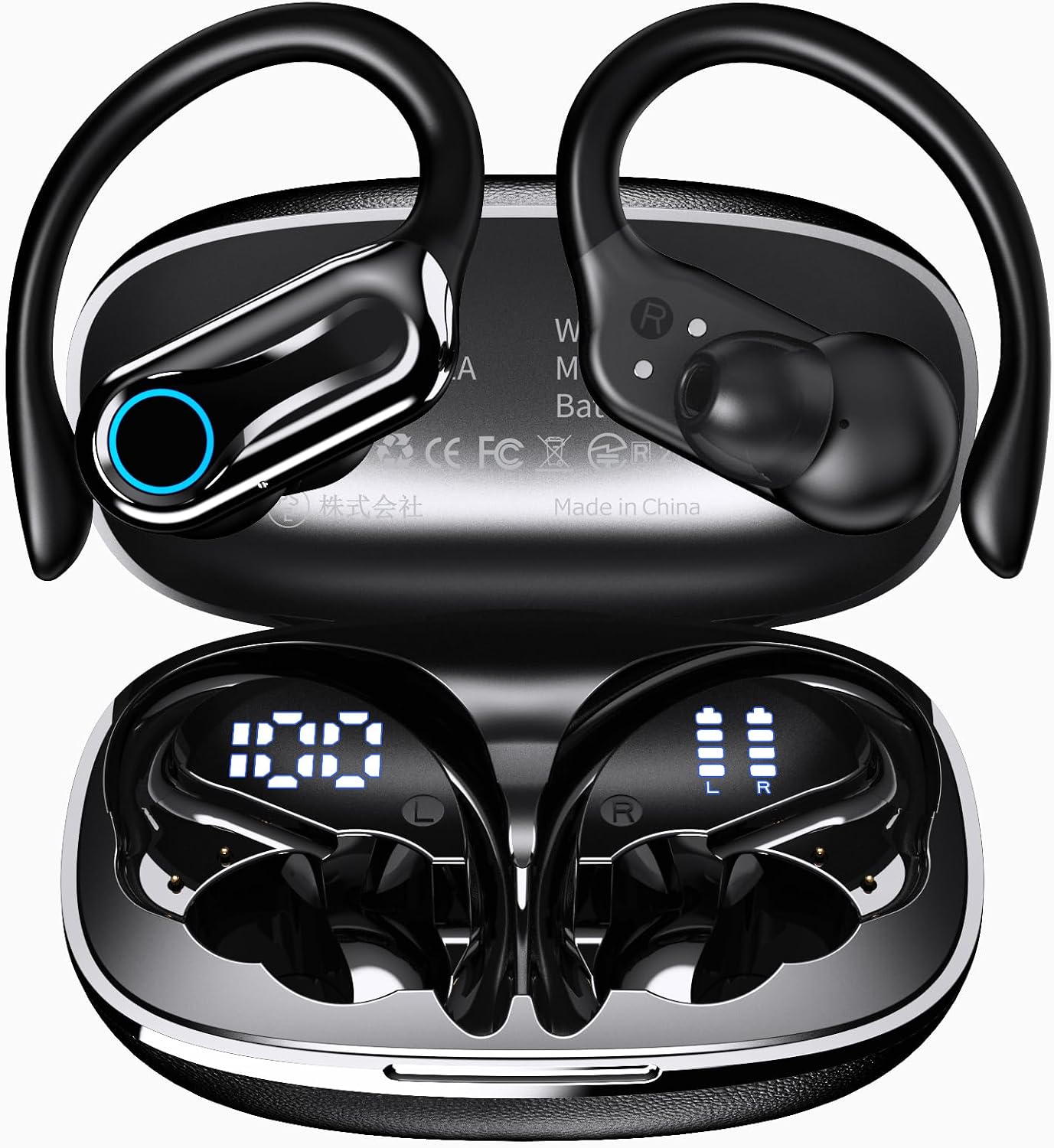 Detalle de Acjohtin Wireless Earbuds with Hooks — 6.1 Bluetooth, 90H Playtime, IPX7, 16.2mm Driver