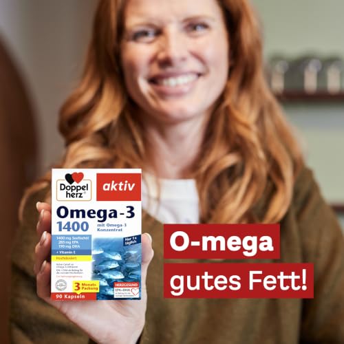 Detalle de Doppelherz Omega-3 1400 – Hochdosiertes Seefischöl-Nahrungsergänzungsmittel mit Vitamin E