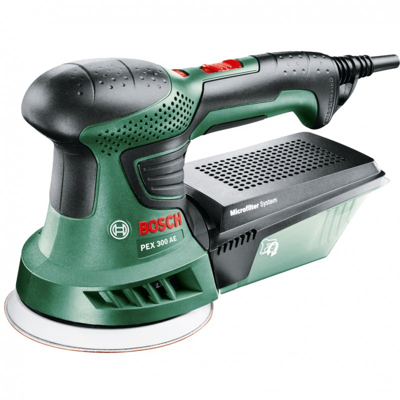 Detalle de Bosch PEX300AE Lijadora Excéntrica 270W: control de velocidad y bajo nivel de vibraciones para acabados de calidad
