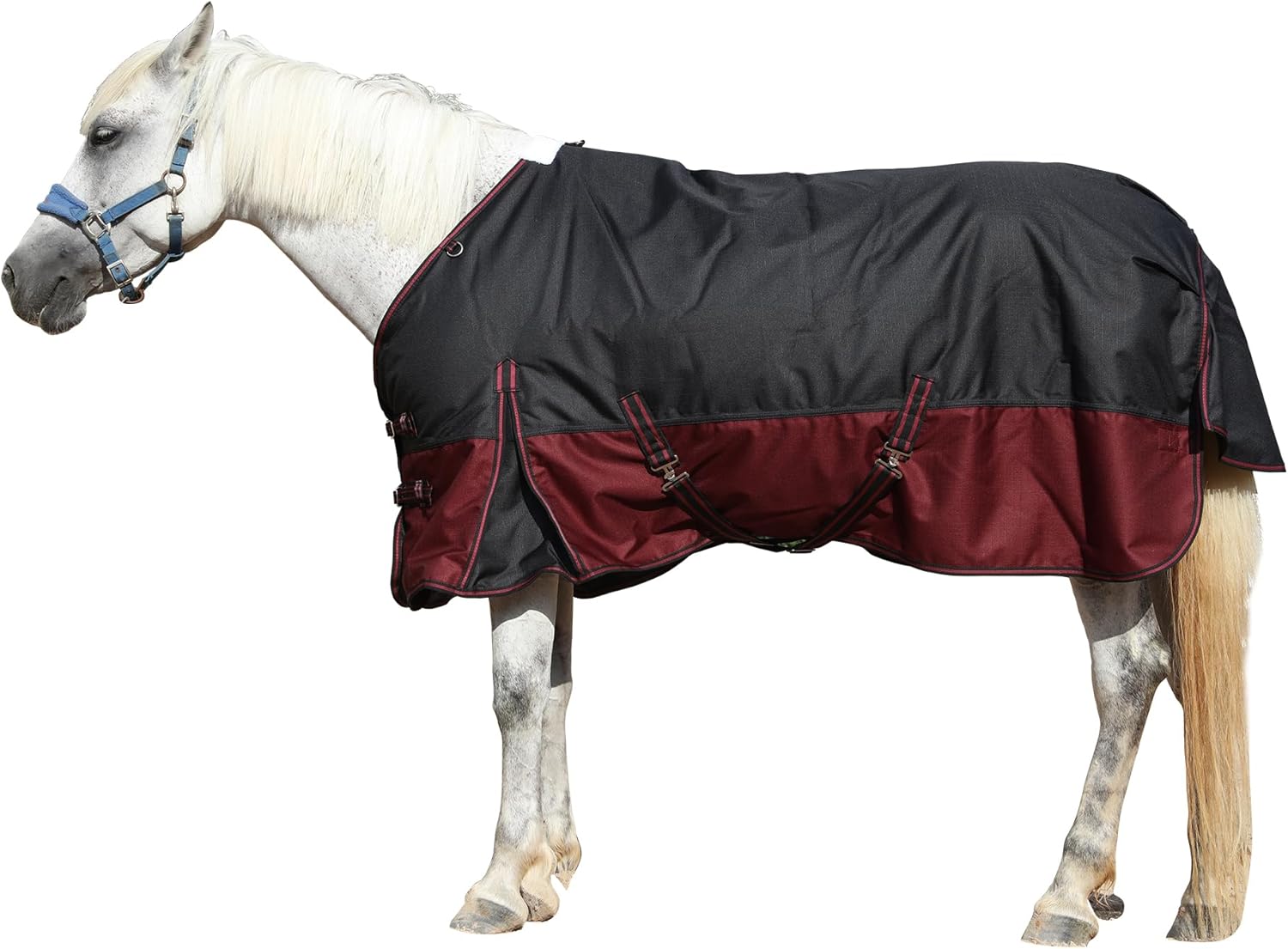 Detalle de Leberna 1200D Winter Horse Turnout Rug with 200g Fill (6'3", Black Red) – Waterproof & Breathable