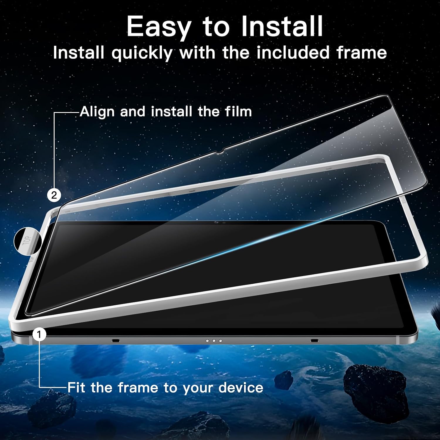 Detalle de JETech Schutzfolie für Samsung Galaxy Tab S10 FE Plus / S10 FE+ (2025, 13,1 Zoll) mit 9H gehärtetem Glas & Installationsrahmen – 2 Stück