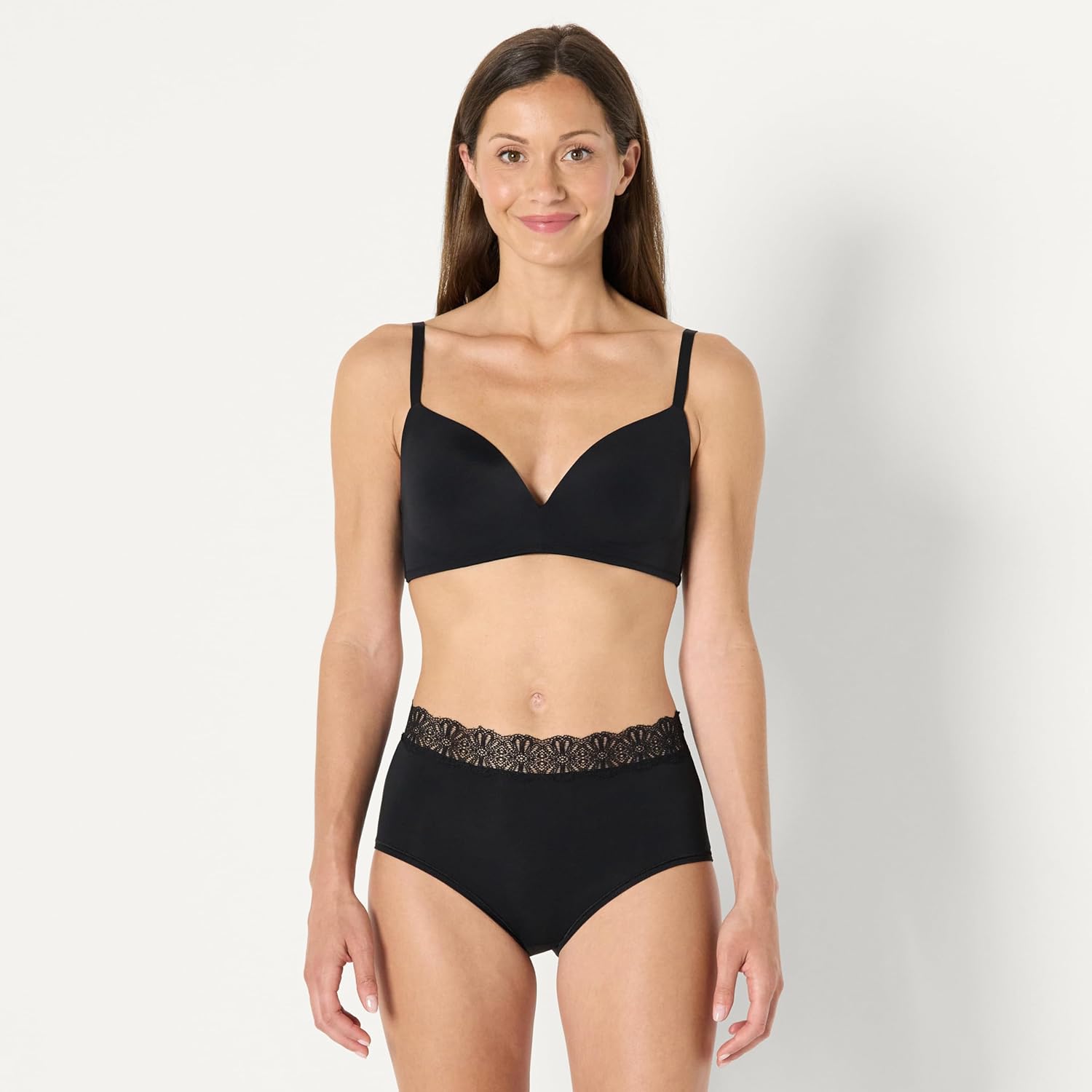 Detalle de Amazon Essentials Women's Peached Microfibre with Lace Trim Bikini Knicker, Pack of 6