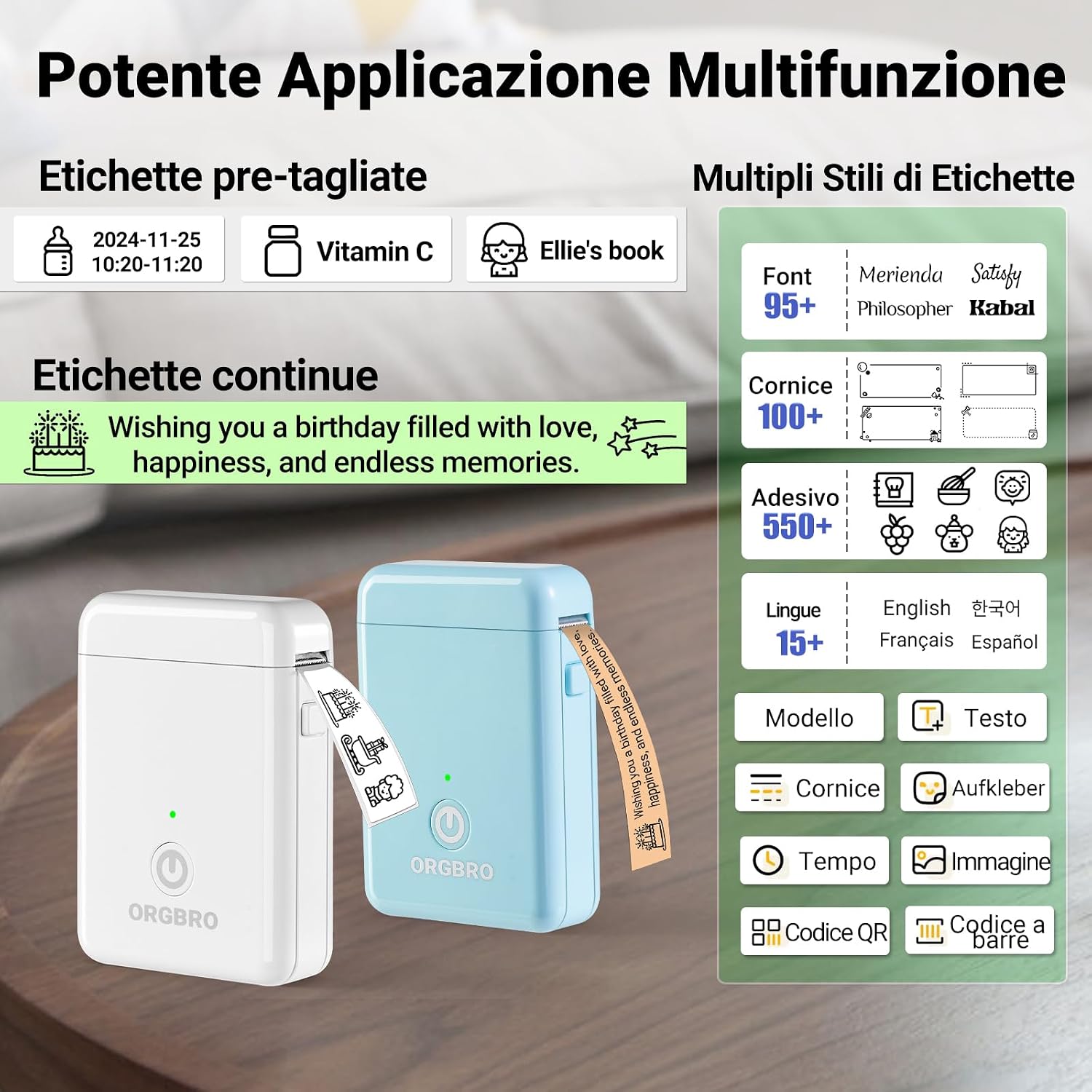 Detalle 2 de ORGBRO X1 Etichettatrice Termica Portatile 2000mAh