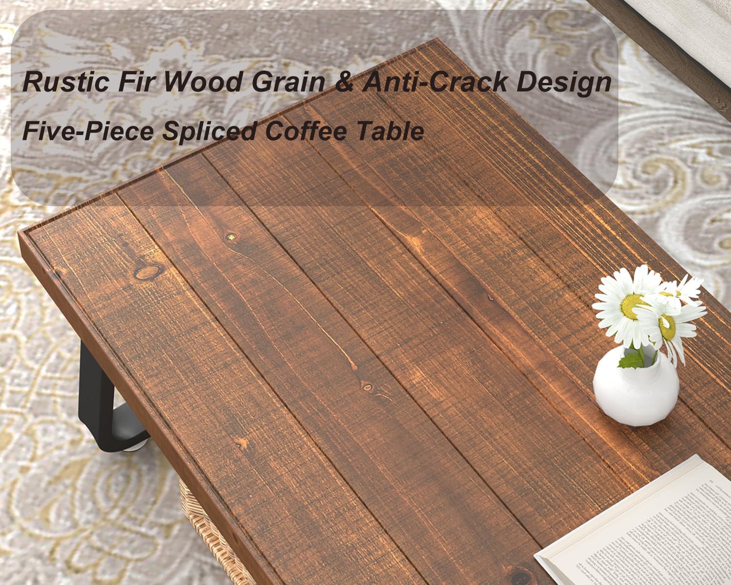 Thumbnail 2 de IBF Tavolino da salotto inclinato in legno massiccio e metallo (120 x 60 x 46,5 cm)