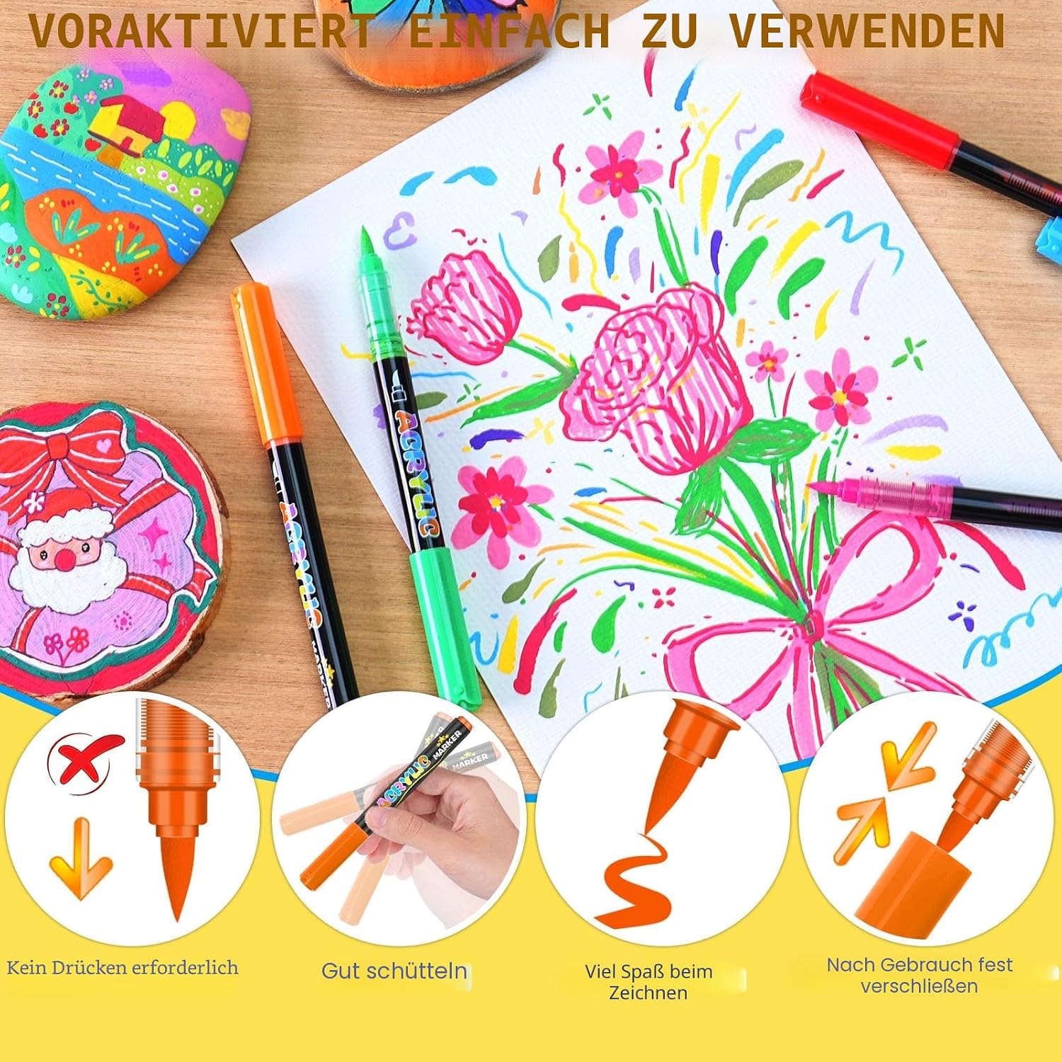 Thumbnail 6 de Lyuvie 240 Farben Acrylstifte – Wasserfeste Marker für Stein, Holz, Glas und mehr