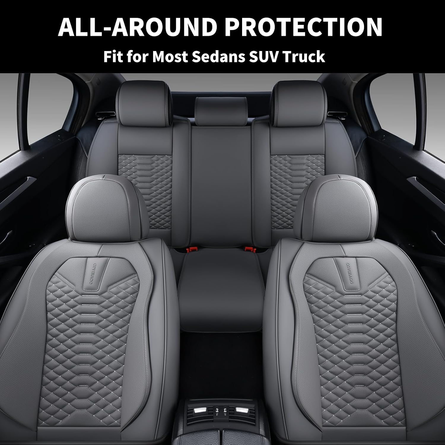 Thumbnail 6 de Coverado Car Seat Covers Full Set: Nappa Leather look, Universal 5-Seater Waterproof Protection