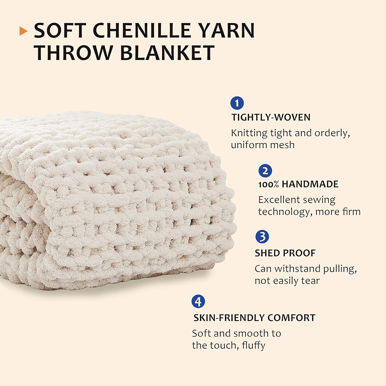 Detalle 2 de L'AGRATY Chunky Knit Throw Blanket 50x60 🛋