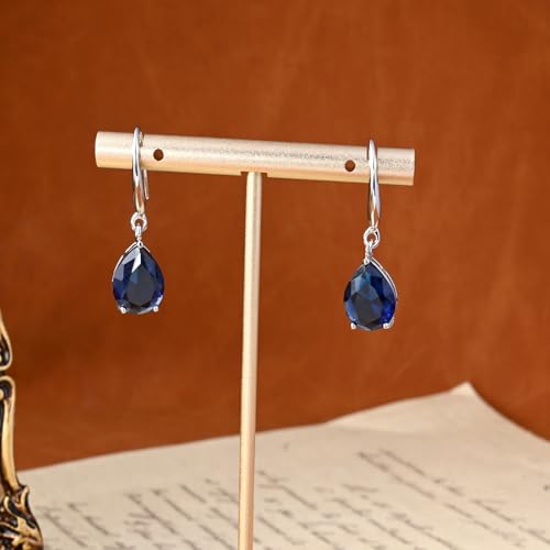Thumbnail 4 de Aliyoham Blue Sapphire Drop Earrings for Women – September Birthstone in Silver
