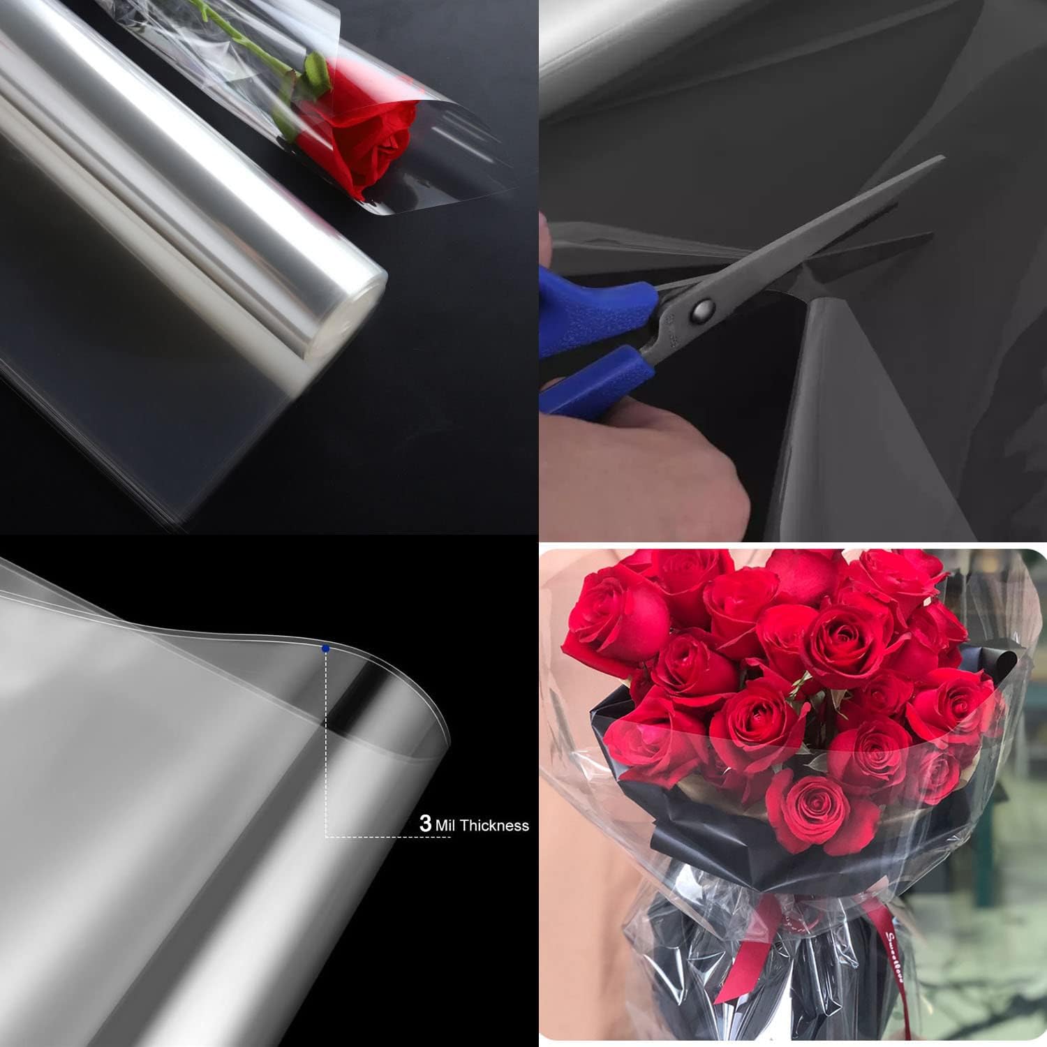 Detalle de 80CM Clear cellophane wrap roll 80cm x 30m