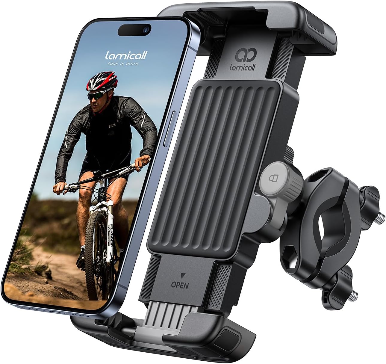Detalle de Lamicall Bike Phone Holder Bicycle with Foldable Clamp – Universal motorcycle/handlebar mount for iPhone & Samsung (Gray)
