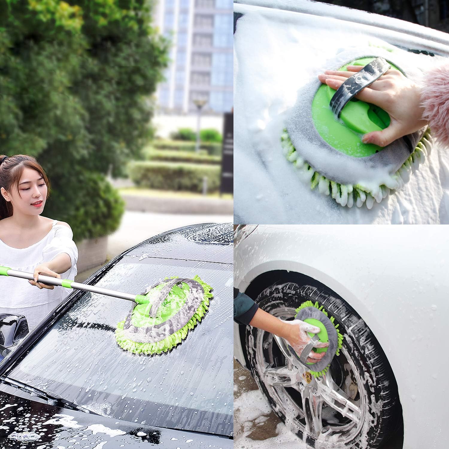 Detalle de Car Cleaning Brush with 21-44" Extendable Pole and Detachable Mop Heads