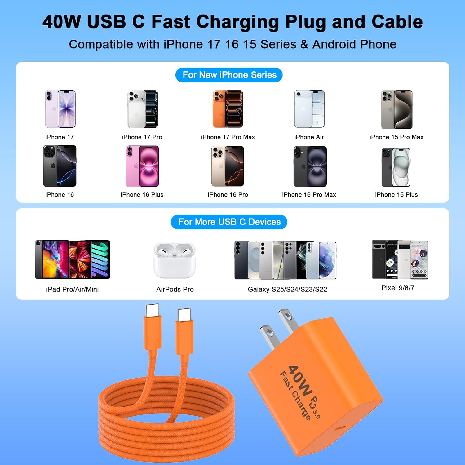 Thumbnail 2 de FUHAYA XHD-PD40W 40W USB-C Charger with 10-Foot Cable