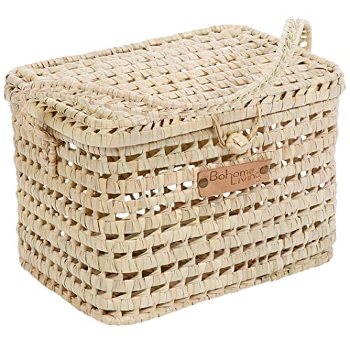 Detalle de Bohome Living malle de rangement en osier tressé 30 cm