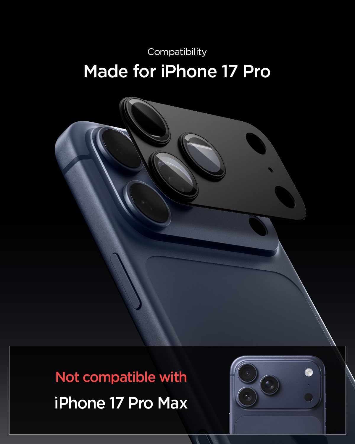 Thumbnail 1 de Protection caméra Spigen Glas.tR EZ Fit Optik Pro XL pour iPhone 17 Pro — verre trempé 9H (kit d’installation)