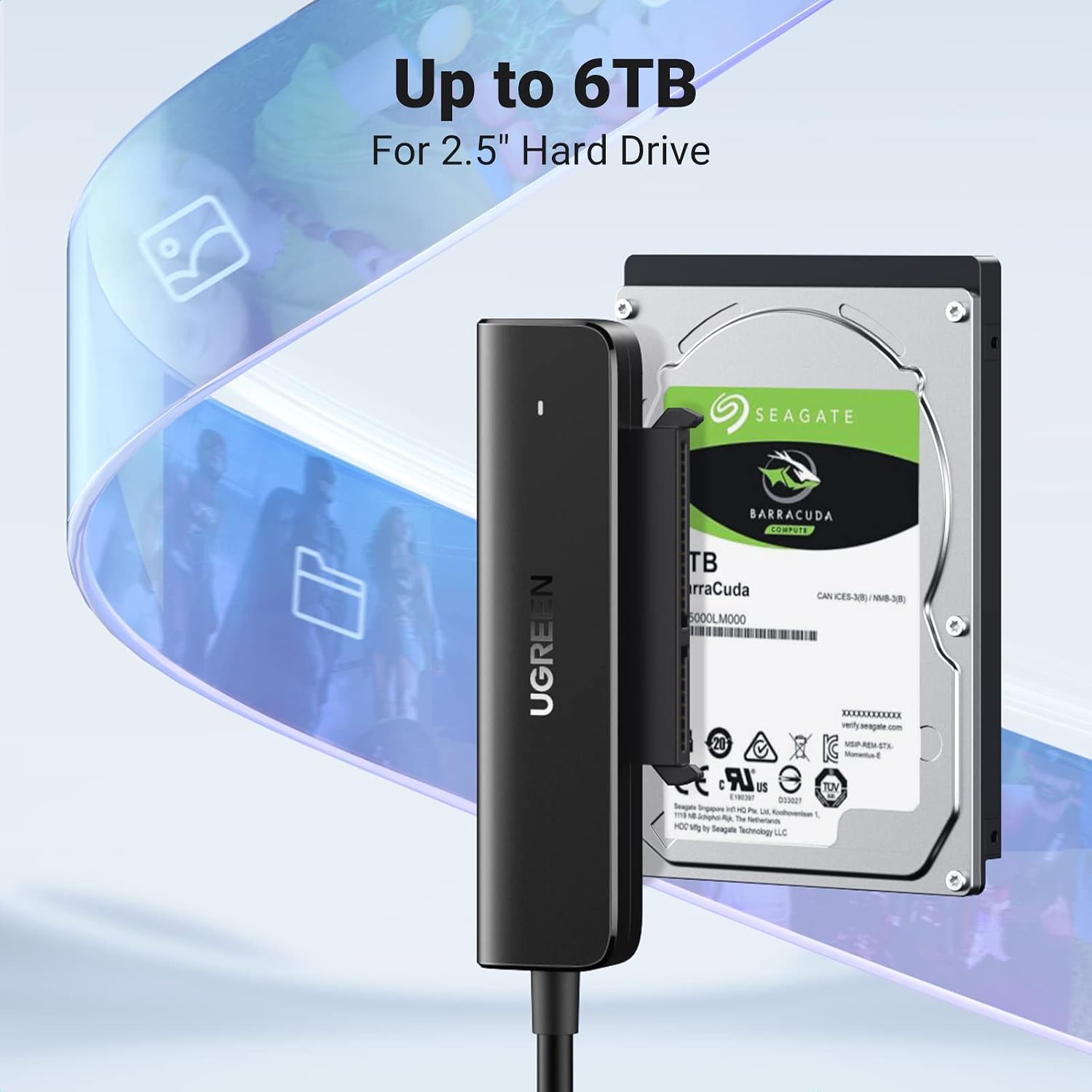 Thumbnail 2 de UGREEN SATA to USB-C Adapter Cable for 2.5" HDD/SSD with UASP (SATA III, Plug and Play)