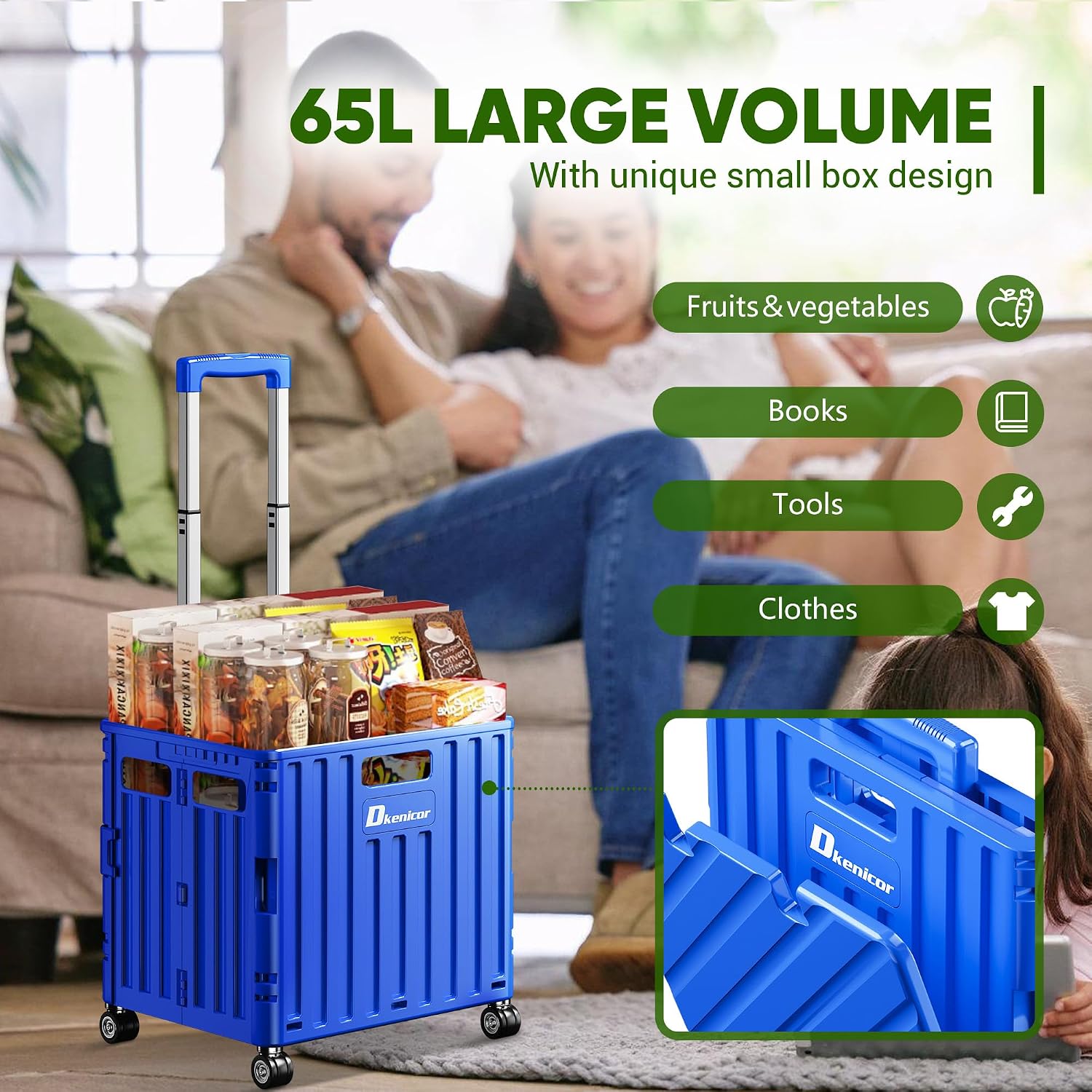 Detalle de Dkenicor Folding Utility Cart 65L