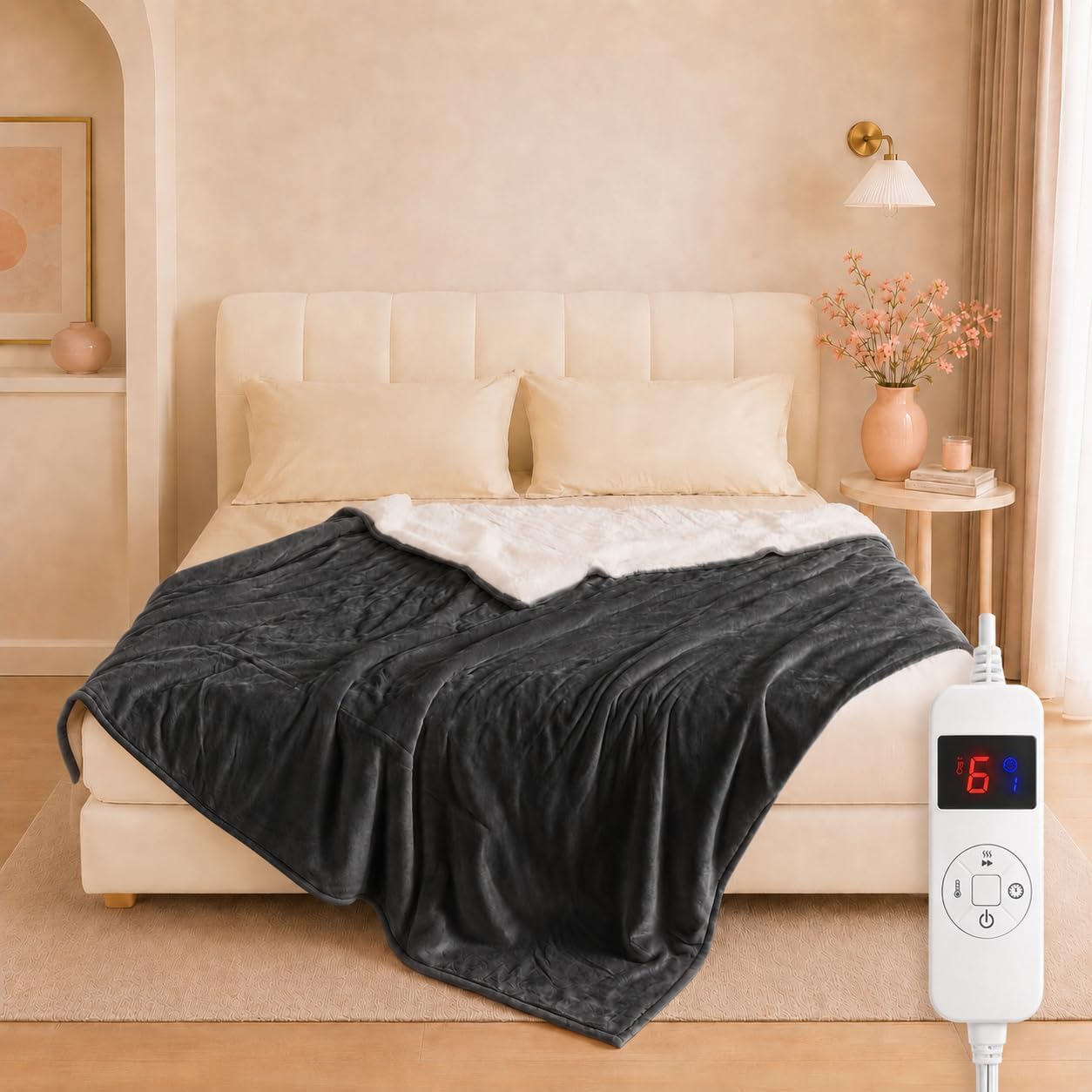 Detalle de Arrylins ZQ05B-A5060 Heated Throw Blanket, 50" x 60", 6 Heat Settings