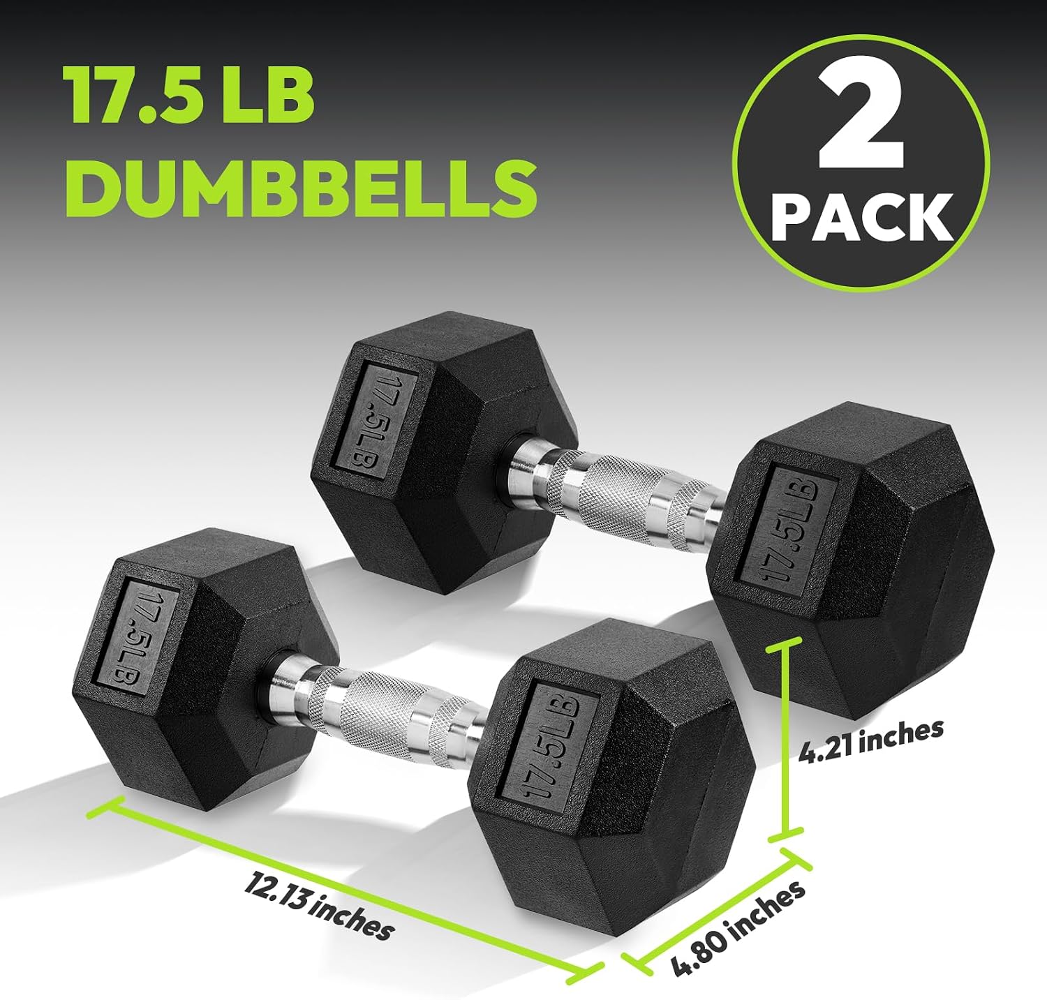 Detalle 2 de HANDBODE 1A1A0017 Hex Dumbbells, 17.5 lb Pair, Rubber-Coated