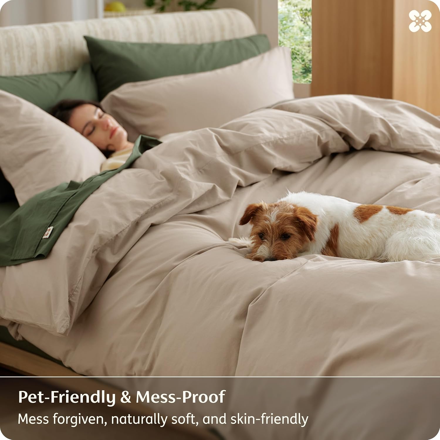 Thumbnail 6 de Bedsure Duvet Cover Set-Washed Cotton-Zip, 100% Cotton, Zipper Closure
