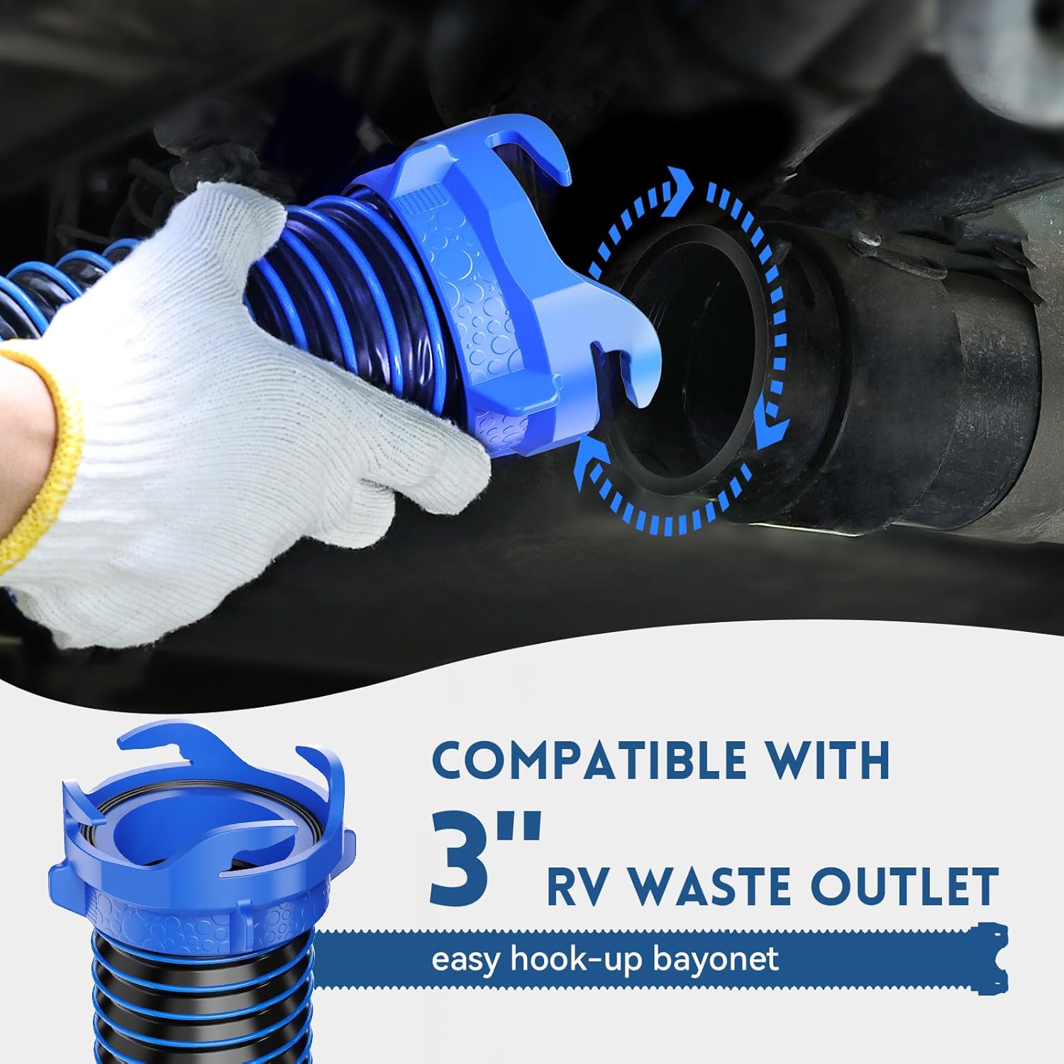Thumbnail 2 de DUMPMAN RV Sewer Hose Kit (20 Ft) with Clear-View 90° Adapter and Storage Caps