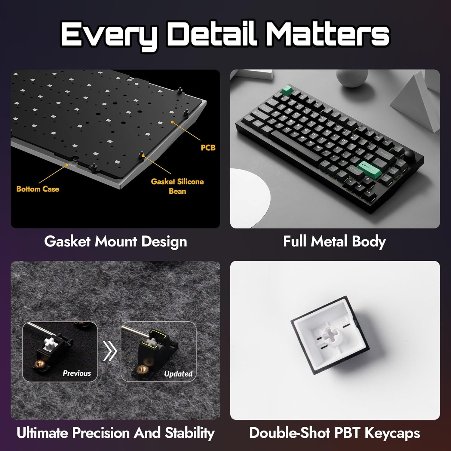 Thumbnail 6 de LEMOKEY P1 HE 75% Wireless Mechanical Keyboard with Magnetic Gateron Switches — Fully Assembled (Black)