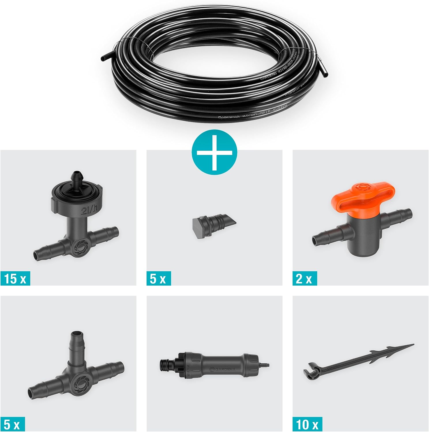 Detalle de Gardena Kit Irrigazione a Goccia da Balcone Micro-Drip-System 13450-20: irrigazione mirata per 15 vasi
