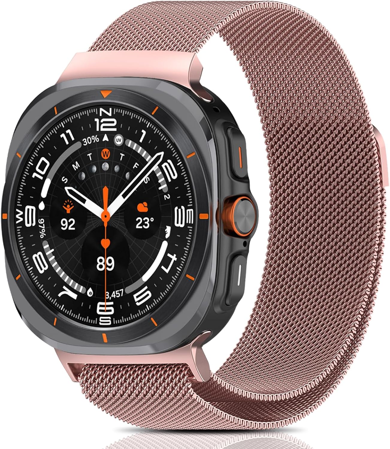 Detalle de SumRioo Armband für Galaxy Watch Ultra 47mm Rosa – Edelstahl Mesh mit Magnetverschluss, kompatibel mit Galaxy Watch Ultra 47mm (2024/2025)