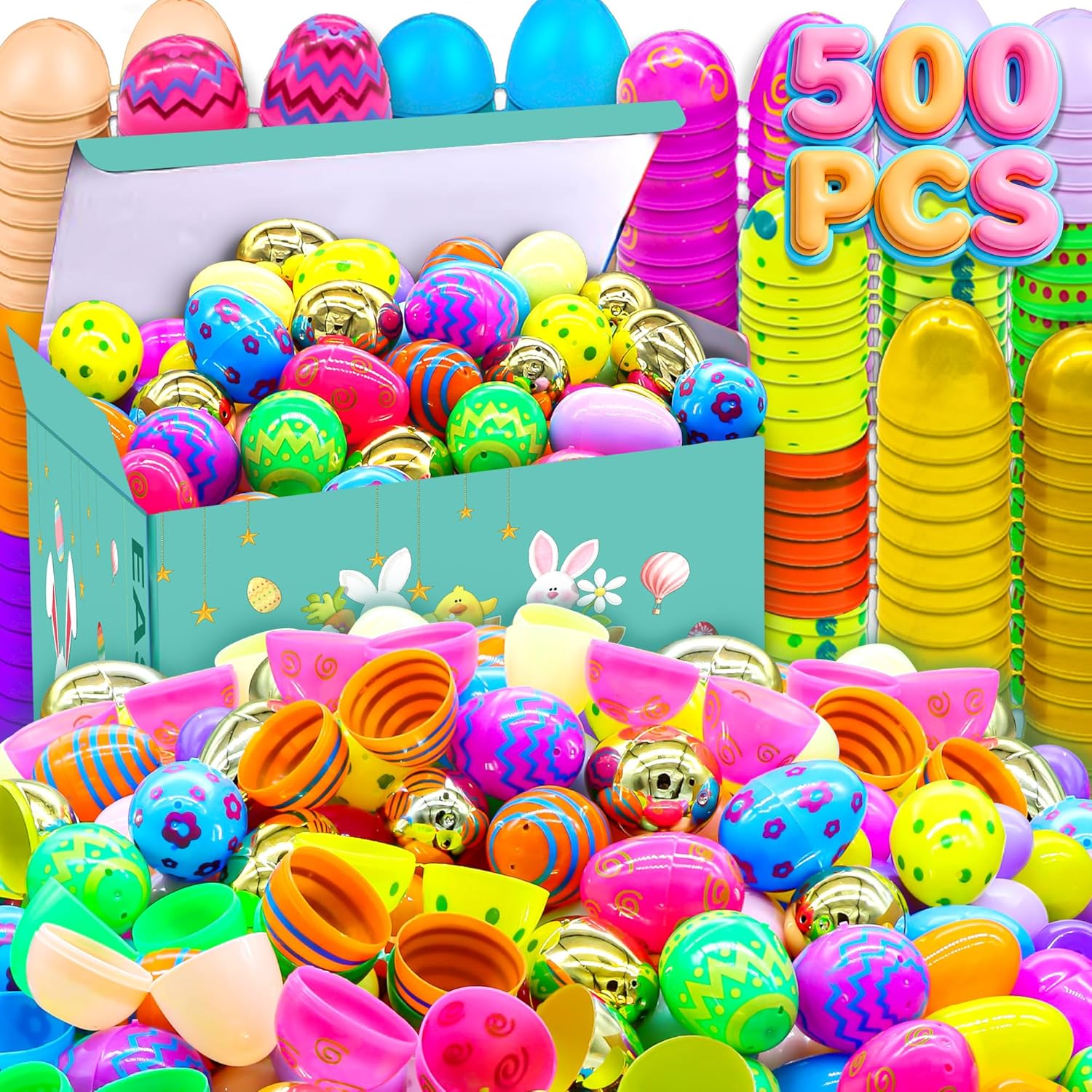 Detalle de RALLYPANDA 500Pcs Empty Plastic Easter Eggs