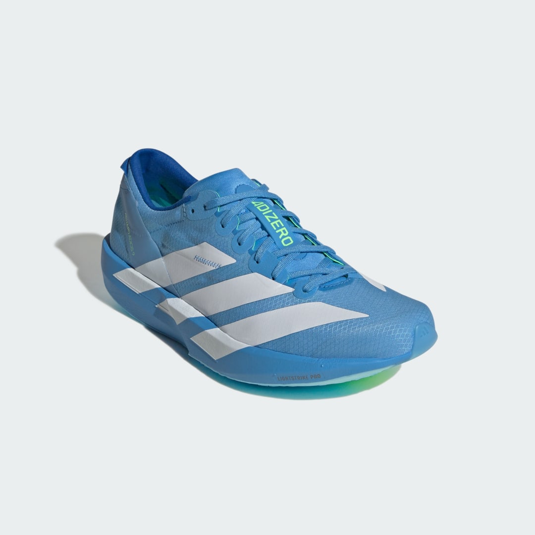 Detalle de Adidas Adizero Adios 9: zapatilla de running en color azul