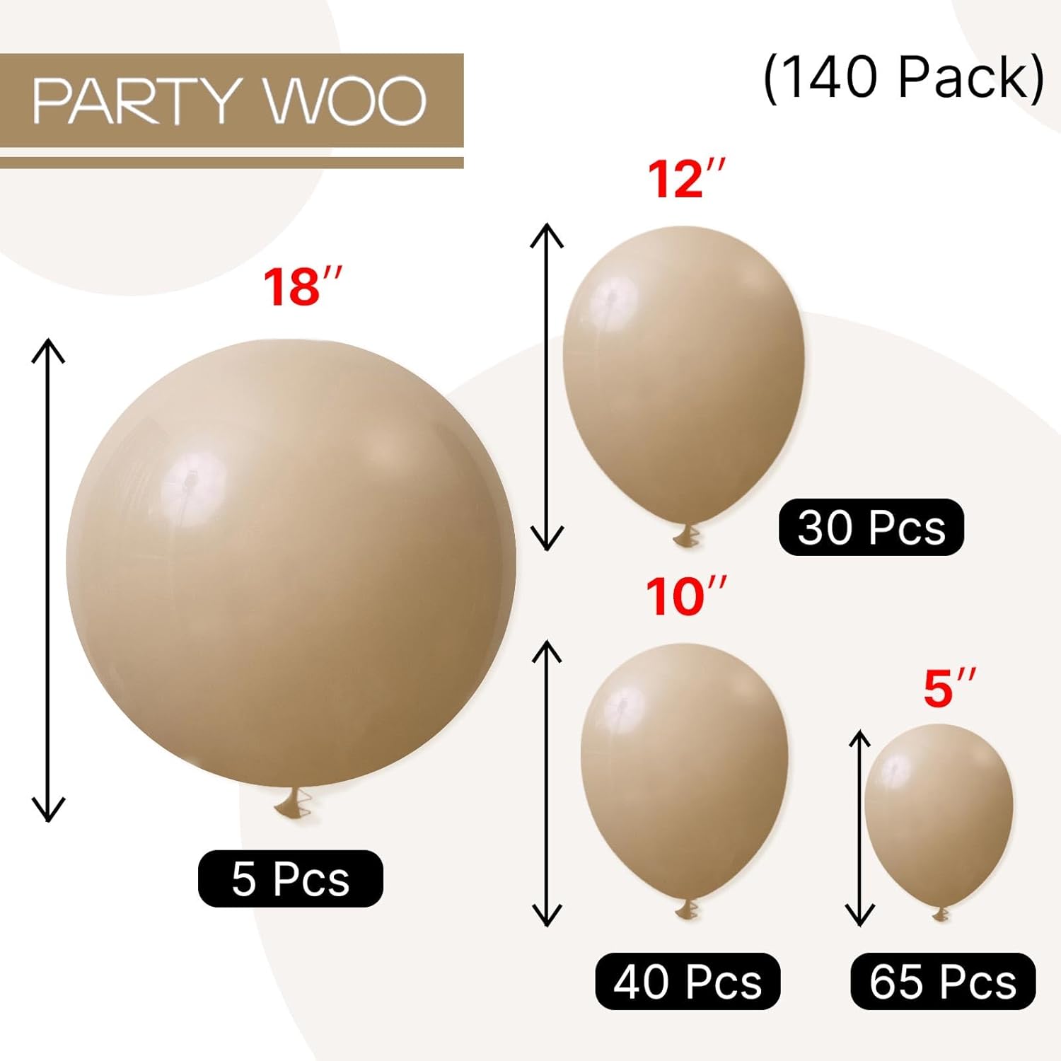 Thumbnail 6 de PartyWoo Cream Balloons 140 pcs 🎈