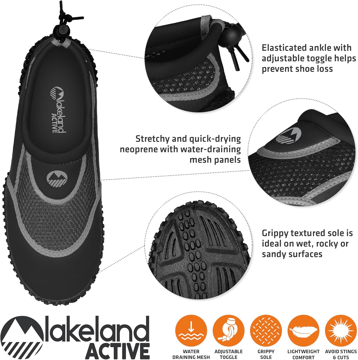 Detalle de Lakeland Active Men’s Eden Water Shoes – Aquatic Flexibility for Beach, Pool and Sea Adventures