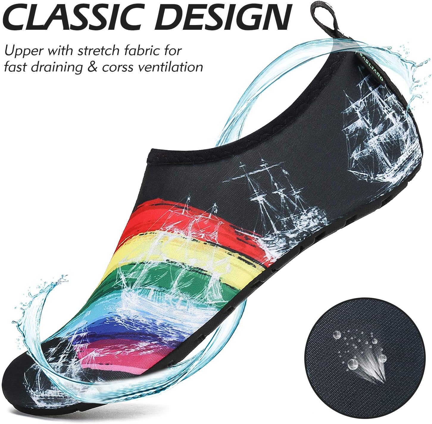 Detalle de SAGUARO Unisex Badeschuhe – Schnelltrocknende Wasserschuhe für Damen und Herren, EU 37–47