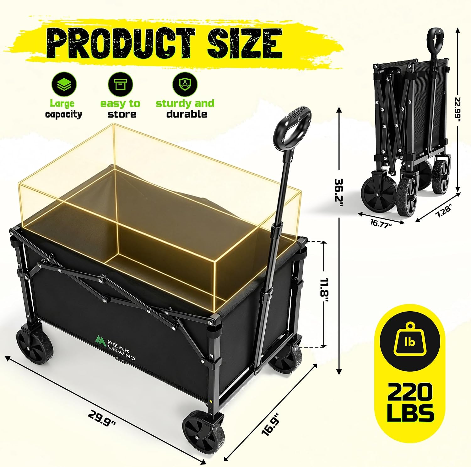 Detalle 2 de Folding Wagon Cart 220 lb Capacity