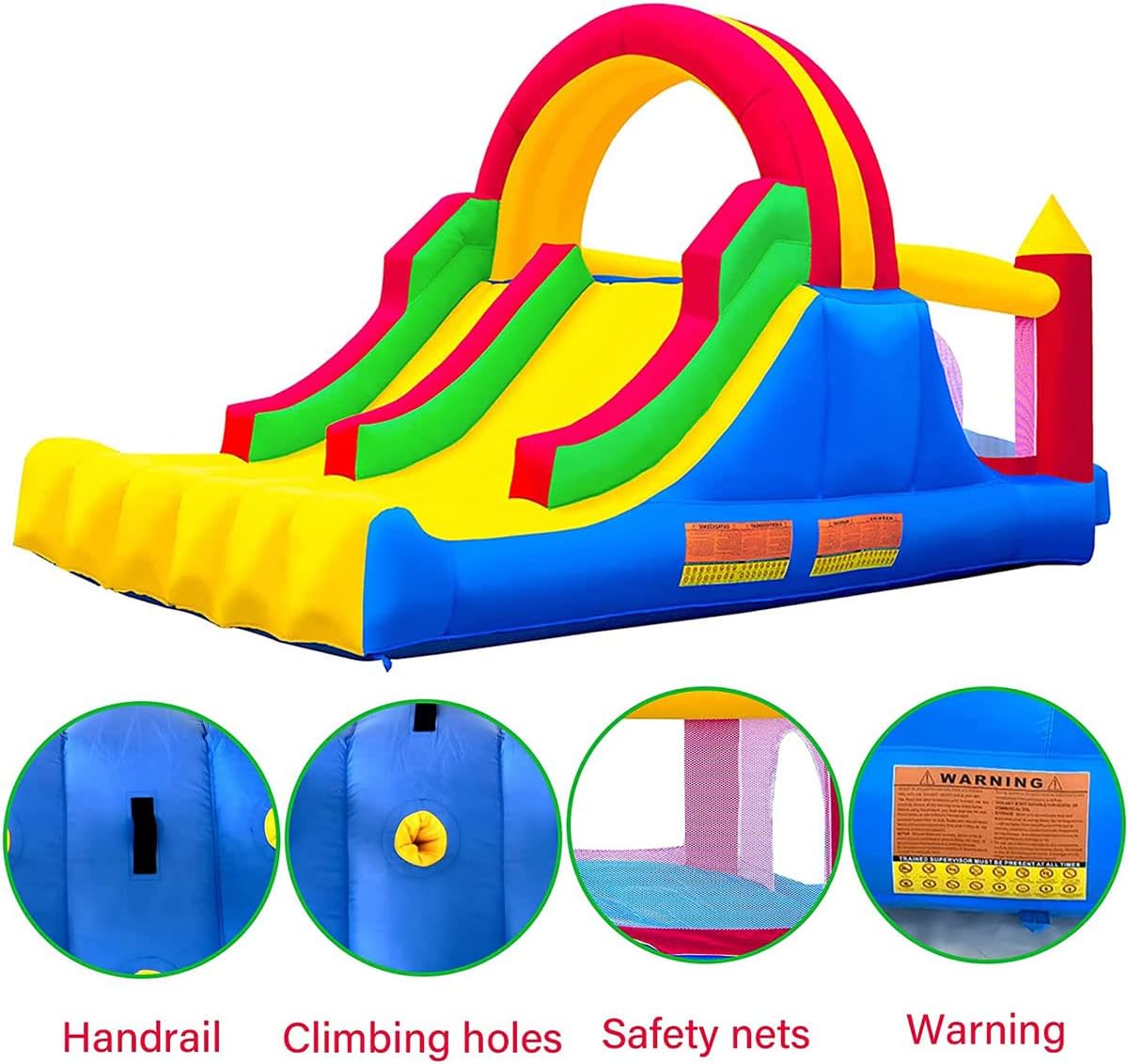 Detalle de Ballsea Large Inflatable Bounce House with Dual Slides and Climbing Wall – 4.88 x 2.23 x 2.2m