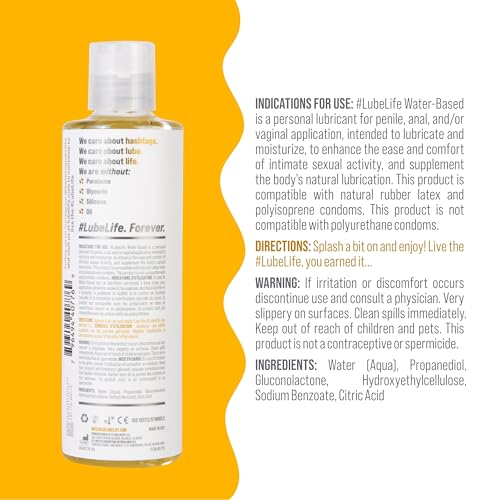 Detalle 2 de LubeLife Water-Based Lubricant — 8 fl oz Travel Size, Toy-Safe & Non-Staining