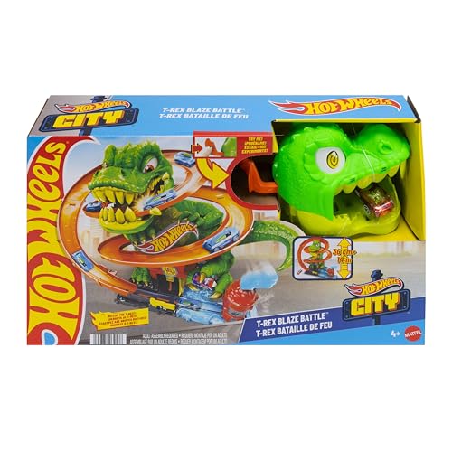 Thumbnail 6 de Hot Wheels City T-Rex Blaze Battle et Voiture Miniature 1:64