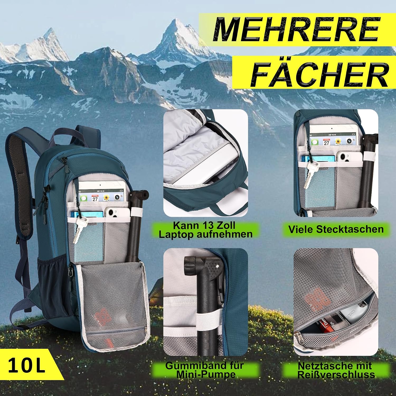 Thumbnail 4 de LOCAL LION Fahrradrucksack 10L mit Regenschutz