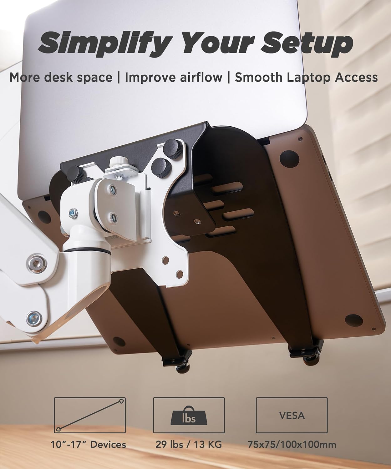 Thumbnail 1 de ULTRARM MAAC-L : plateau ventilé pour ordinateur portable compatible VESA 75/100 (acier) jusqu’à 13 kg