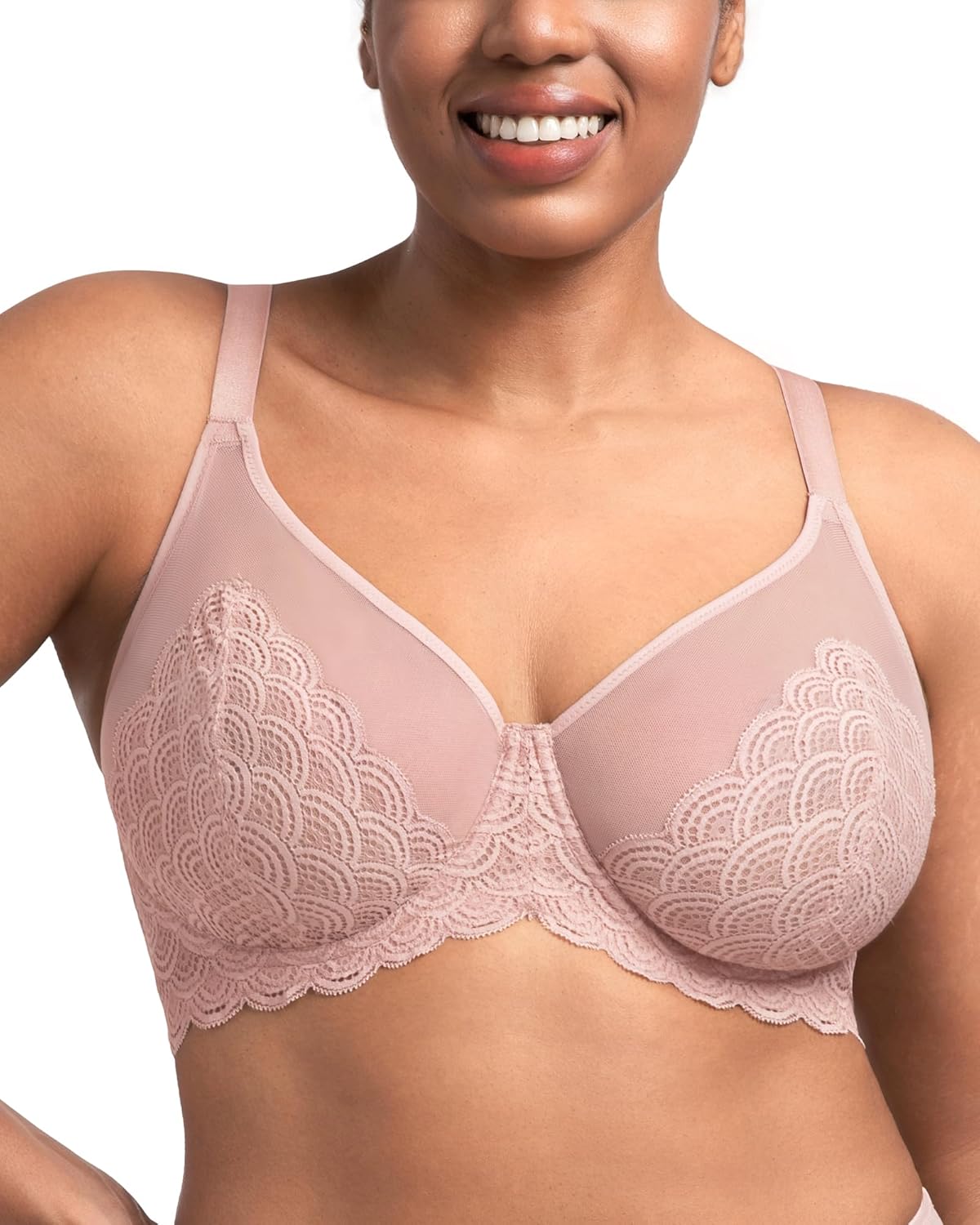 Thumbnail 1 de HSIA Minimizer Bras for Women Large Bust Full Coverage Lace Plus Size Bra - Mermaid Scales