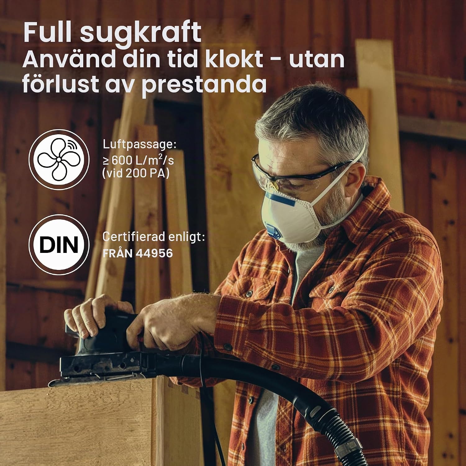 Detalle de 1E WD3 dammsugarfilter, 3-pack i återanvändbar polyester