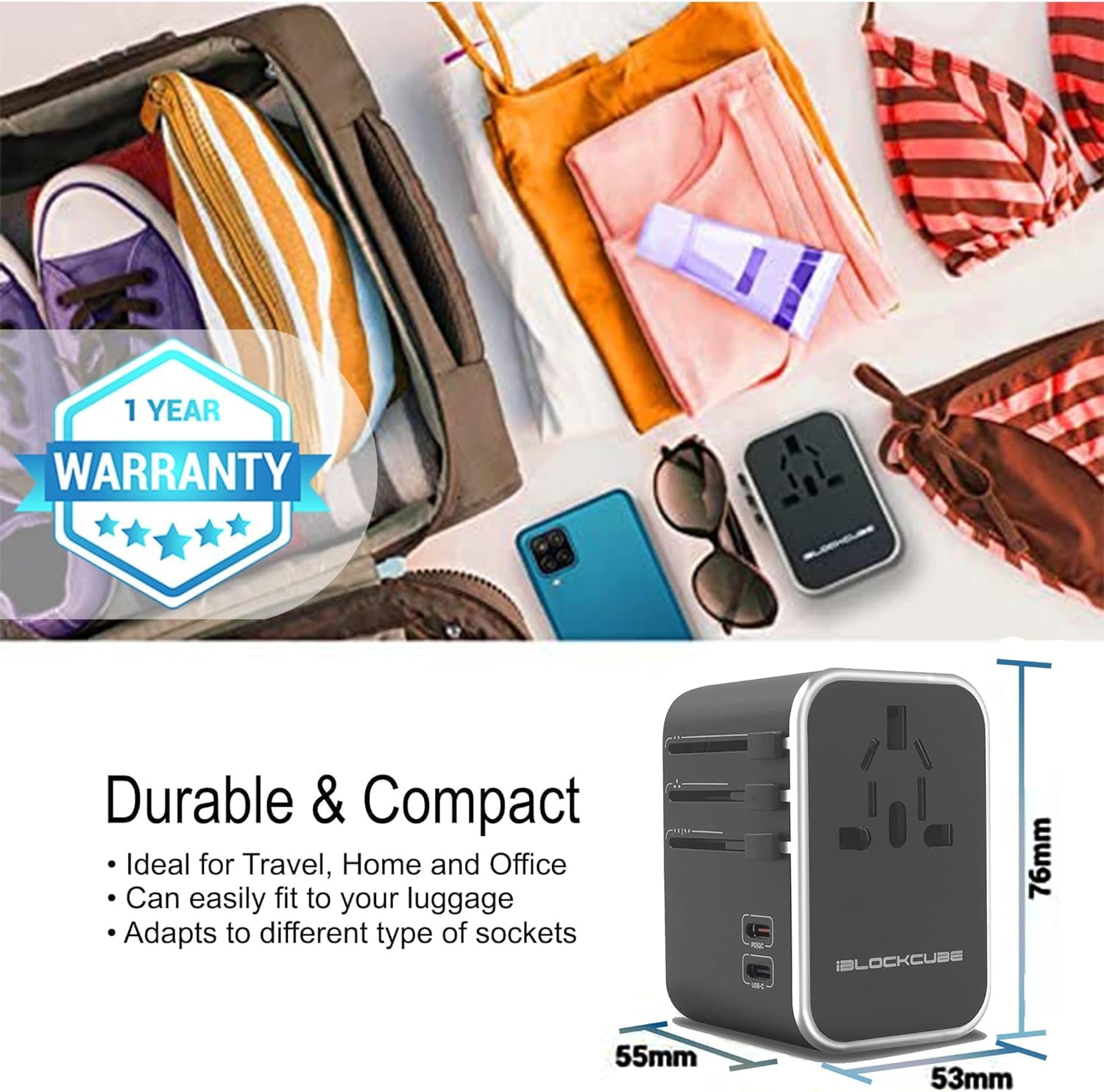 Thumbnail 1 de iBlockCube Travel Adapter 35W dual Type C