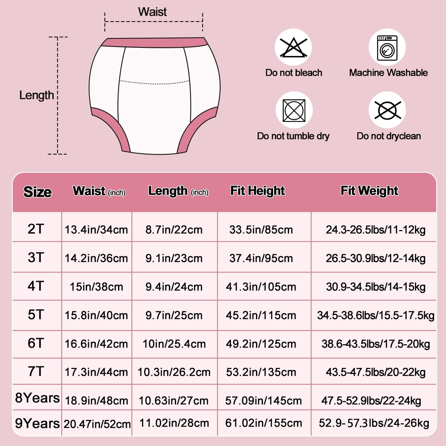 Detalle de MOEMOE BABY reusable potty training pants for girls (10 pack) – Light Violet, for age 3 years
